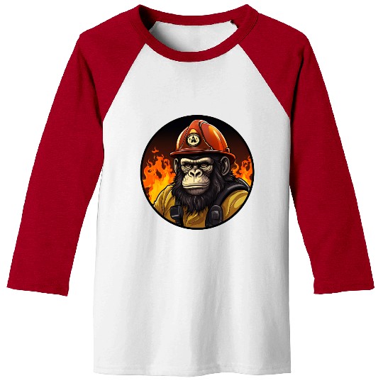 Firefighter monkey Baseball Tees