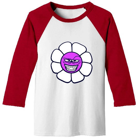 Bad Evil Smile Flower Funny Horror Halloween Face Baseball Tees