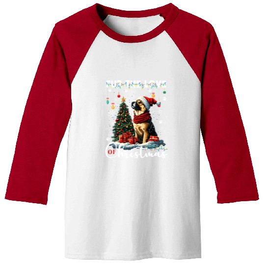 German Shepherd Christmas Tree Decorations Dog Baseball Tees