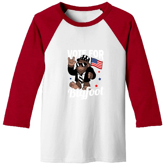 Vote for Bigfoot President 2024 Sasquatch USA Flag Baseball Tees