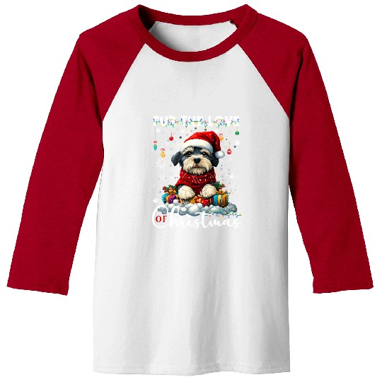 Shih Tzu Christmas Tree Lights Decorations Dog Baseball Tees