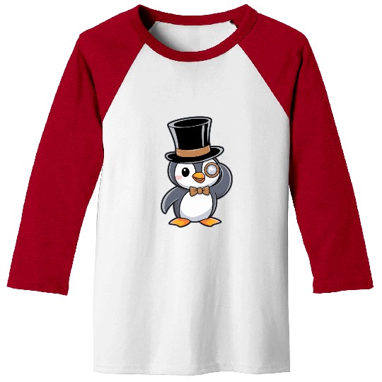 Classy Penguin with Top Hat and Monocle Baseball Tees