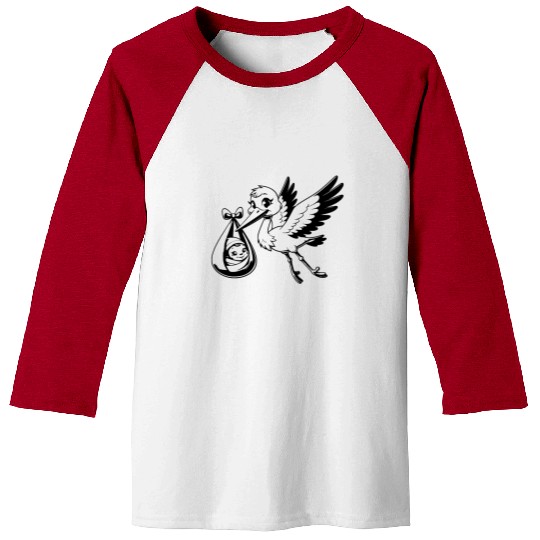 Adorable Stork with Baby Bundle Newborn Delivery Baseball Tees