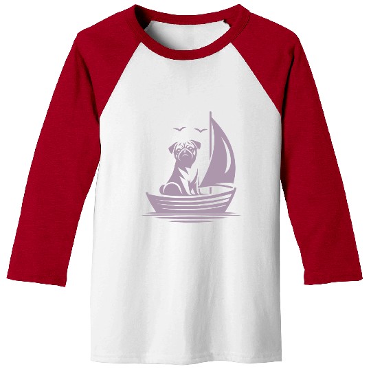Pug silhouette sailboat minimalist Baseball Tees