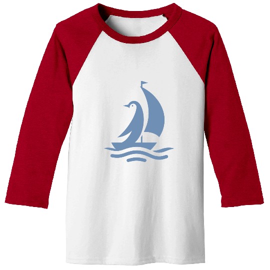 Penguin sailboat sailing silhouette minimalist Baseball Tees