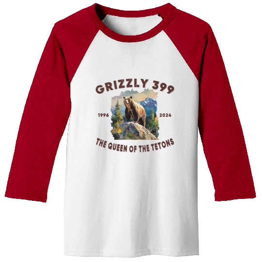 Grizzly 399 1996 - 2024, Queen of the Tetons Baseball Tees