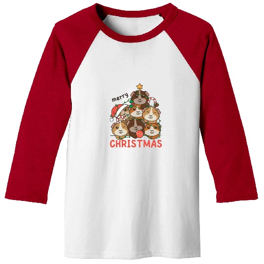 Guinea Pig Christmas Tree Merry Christmas Baseball Tees