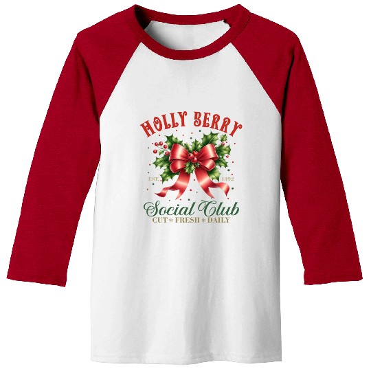 Holly Berry Soociial Clubb CHrismas Baseball Tees