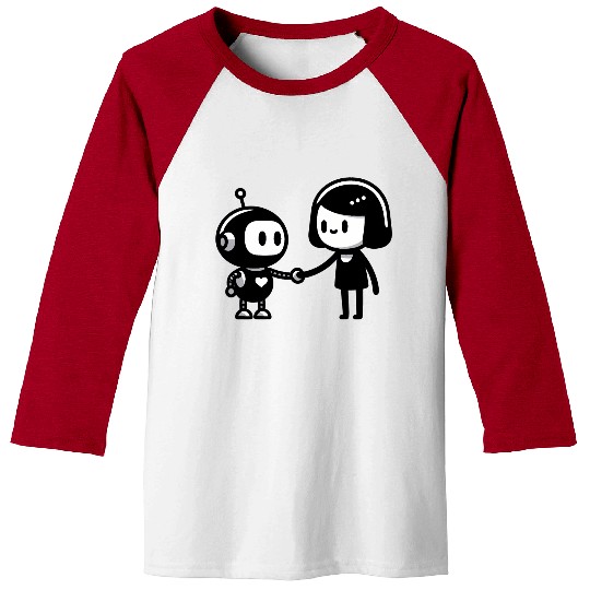 AI Ethics Robot Shaking Hands with a Woman Baseball Tees