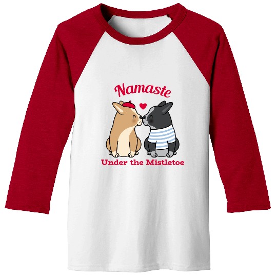 Namaste Under the Mistletoe Christmas Yoga Baseball Tees