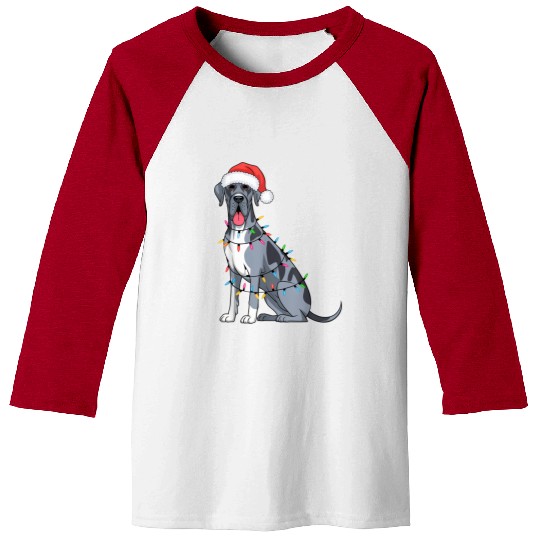 Great Dane Christmas Lights Xmas Dogs Gifts Baseball Tees