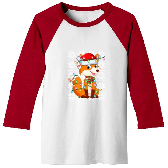 Fox Christmas Lights Baseball Tees