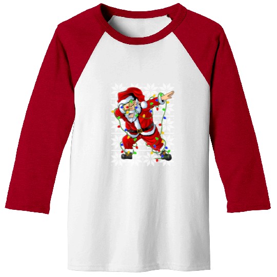 Dabbing Santa Christmas Lights Baseball Tees
