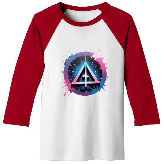Neon Geometric Arrow in Cosmic Splash Baseball Tees