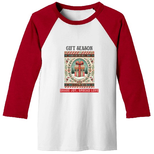 Gift Season, Share Joy, Spread Love Holiday Design Baseball Tees