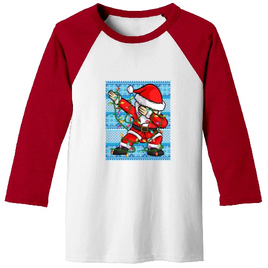 Dabbing Santa Christmas Lights Baseball Tees