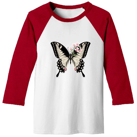 Elegant Butterfly Floral Baseball Tees