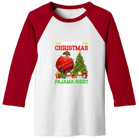 Cricket Ball Christmas Tree Lights Baseball Tees