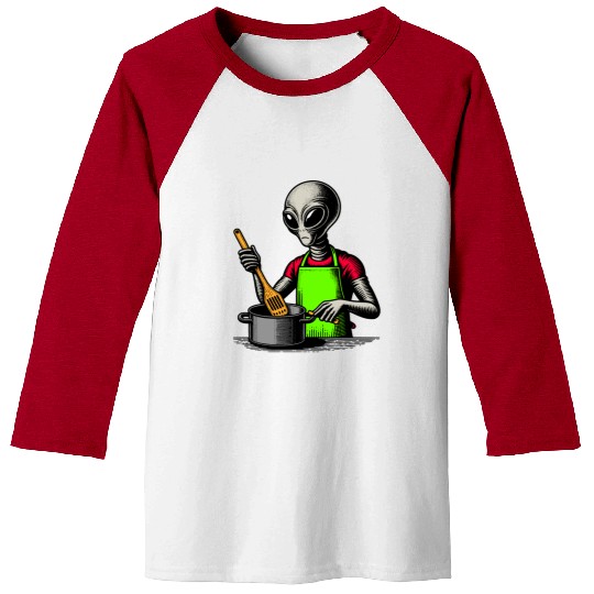 Grey Alien Cook Baseball Tees