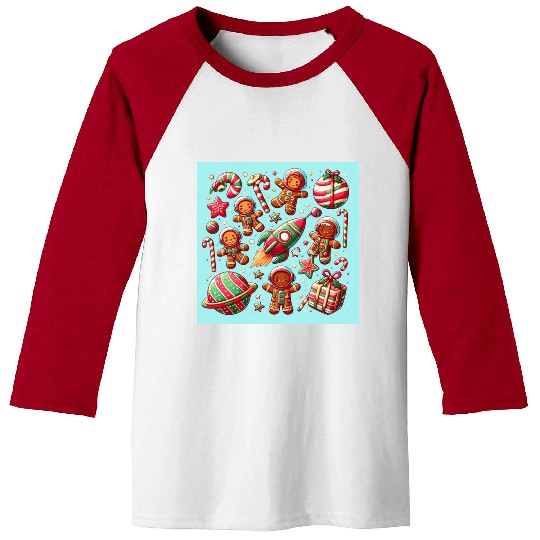 Gingerbread spaceship christmas Baseball Tees