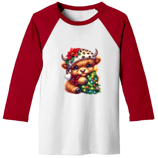 Christmas Merry Christmas For Gift Highland Cow Baseball Tees