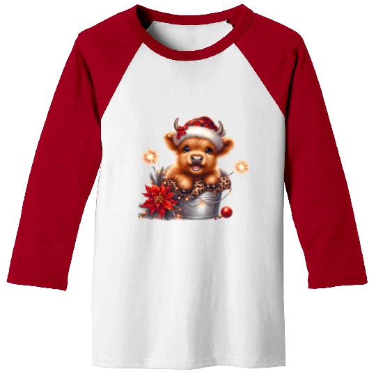 Christmas Merry Christmas For Gift Highland Cow Baseball Tees