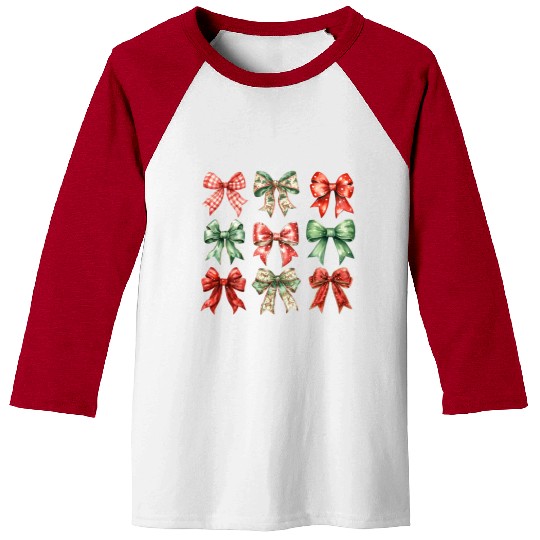 Christmas Coquette Bow, Cute Christmas Baseball Tees