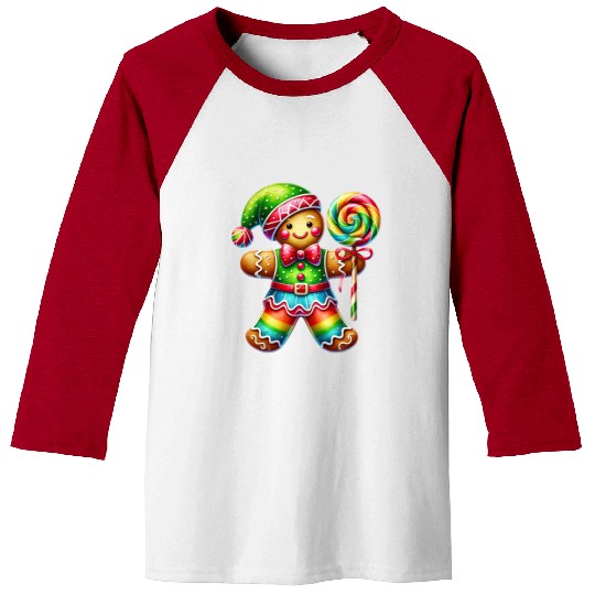 Gingerbread Christmas, Merry Christmas, Candy Baseball Tees