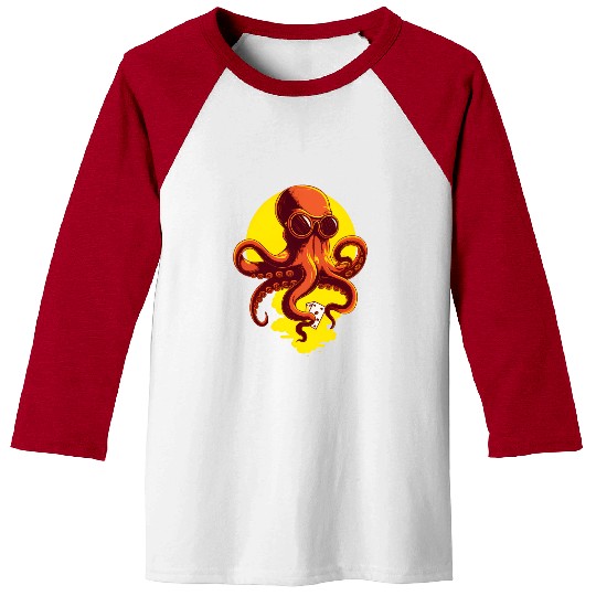 Orange Smart Octopus Baseball Tees