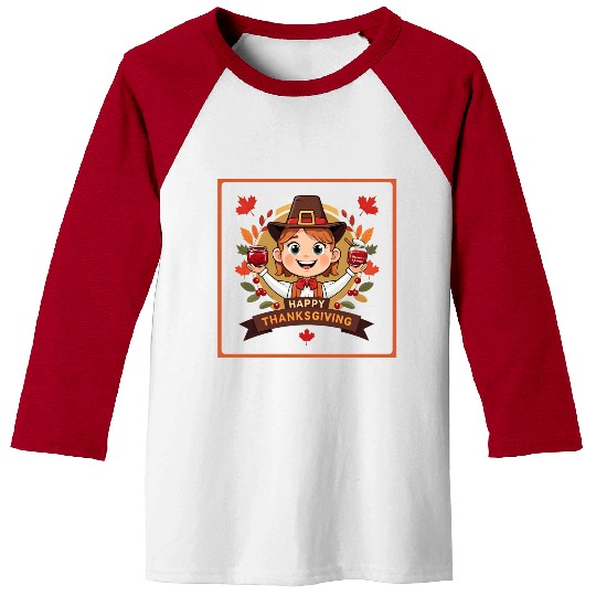 A cute child celebrate Happy Thanksgiving Baseball Tees