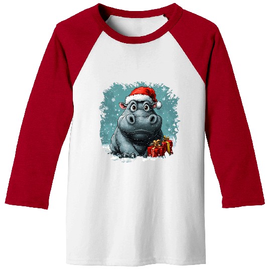 Hippo Christmas Baseball Tees