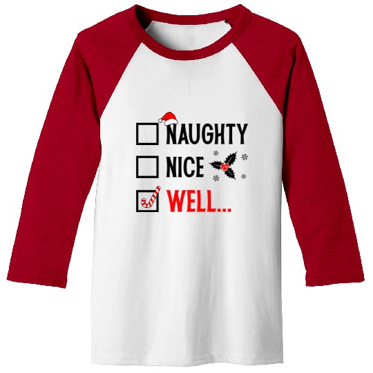 Naughty or Nice Funny Christmas Baseball Tees