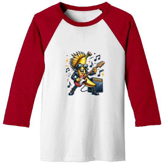 Rockin’ Banana Guitar Cool Vibes Baseball Tees
