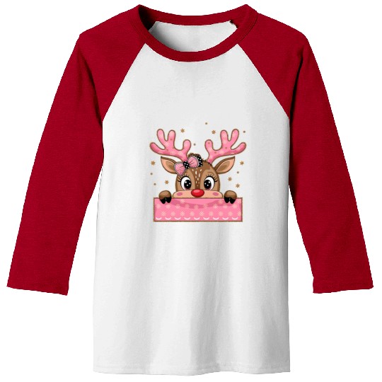 Glitter Coquette Pink Christmas Baseball Tees