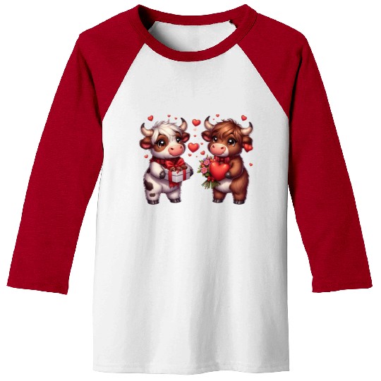Cute cartoon valentines highland cow Baseball Tees