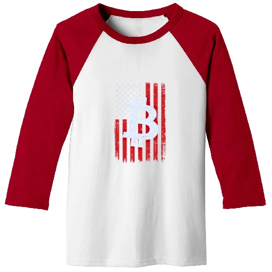 Bitcoin American flag Baseball Tees Crypto Trader Baseball Tees