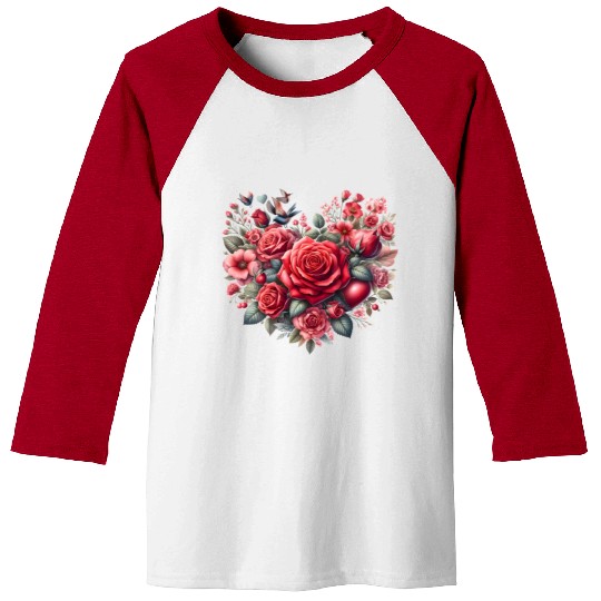 Heart Roses, Valentines Day Baseball Tees