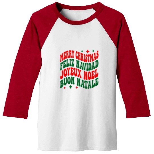 Merry christmas feliz navidad joyeux noel Baseball Tees