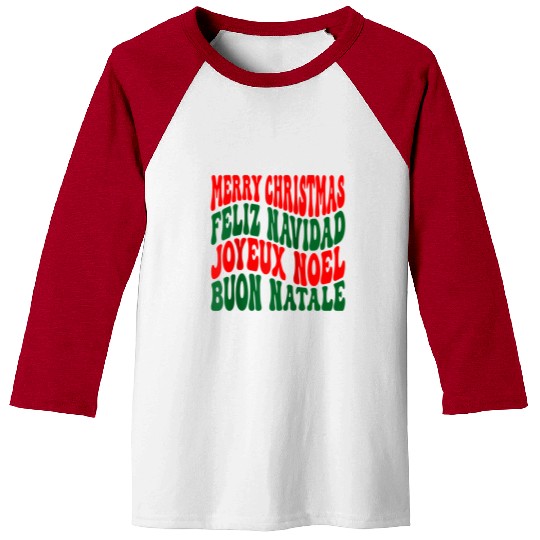 Merry christmas feliz navidad joyeux noel Baseball Tees