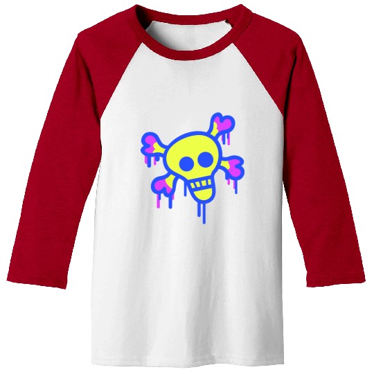 Pirate Skull and Bones Skeleton Graffiti Drops Fun Baseball Tees