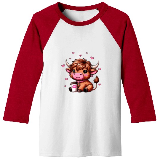 Highland Cow Valentines Baseball Tees