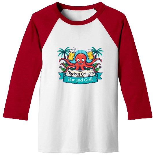 Obvious Octopus Bar and Grill Baseball Tees