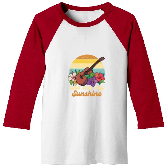 Uke Are My Sunshine Retro Vibes Hibiscus Baseball Tees