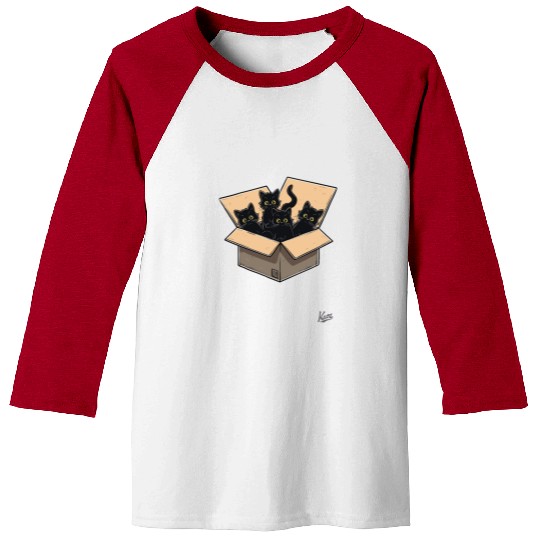 Cardboard Box Full of Black Cat Kittens Baseball Tees
