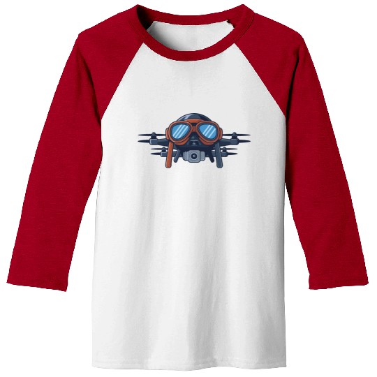 Drone Wearing Aviator Pilot Goggles Baseball Tees