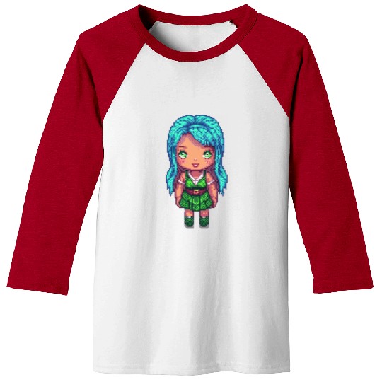 Mystic Emerald Sprite - Pixel Art Design Baseball Tees