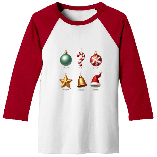 Christmas Ornaments Collection Art Baseball Tees