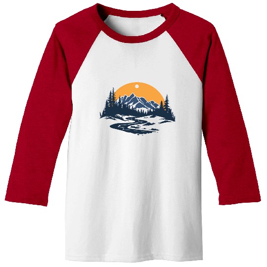 Majestic Mountain Sunset Baseball Tees