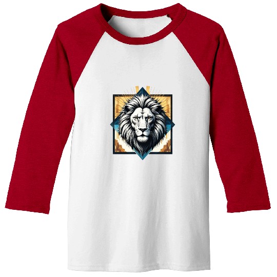 Geometric Radiant Lion Design Baseball Tees