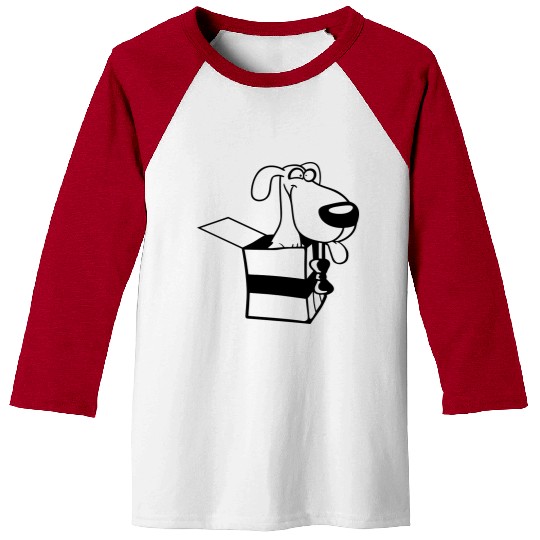 Dog Pet Gift Box Funny Crazy Surprise Fun Puppy Baseball Tees